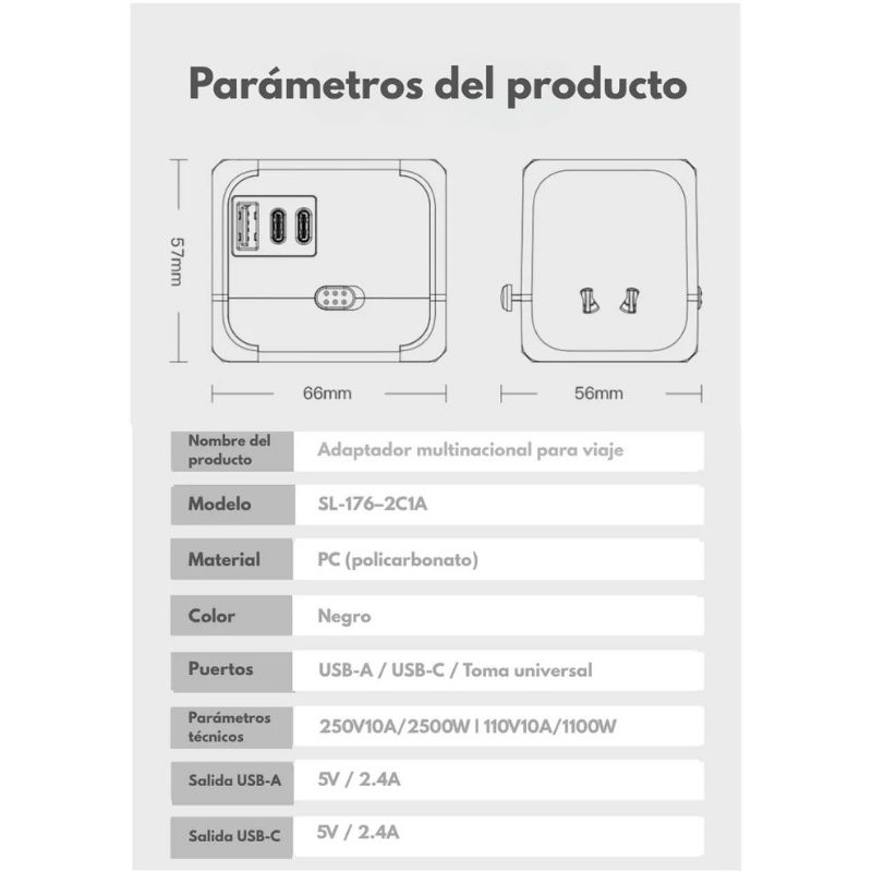 Adaptador Universal de Viaje 3 en 1 con Puertos USB y Tipo-C – Enchufe Internacional Multifuncional - Image 10