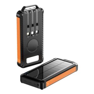 Cargador Solar Portátil 20000mAh 3 en 1 | Power Bank con Panel Solar, Linterna y Cables Integrados | Android y iPhone