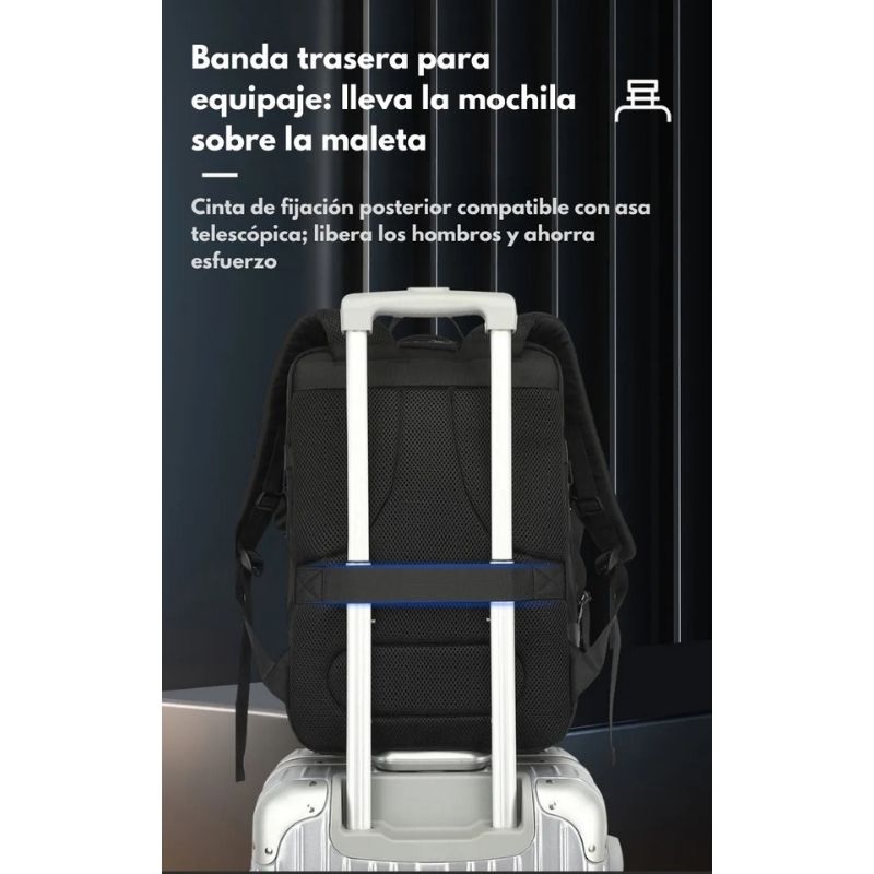 Mochila de Viaje Expandible 30-42L Impermeable con Puerto USB para Notebook 17.3” – Equipaje de Mano para Avión - Image 5